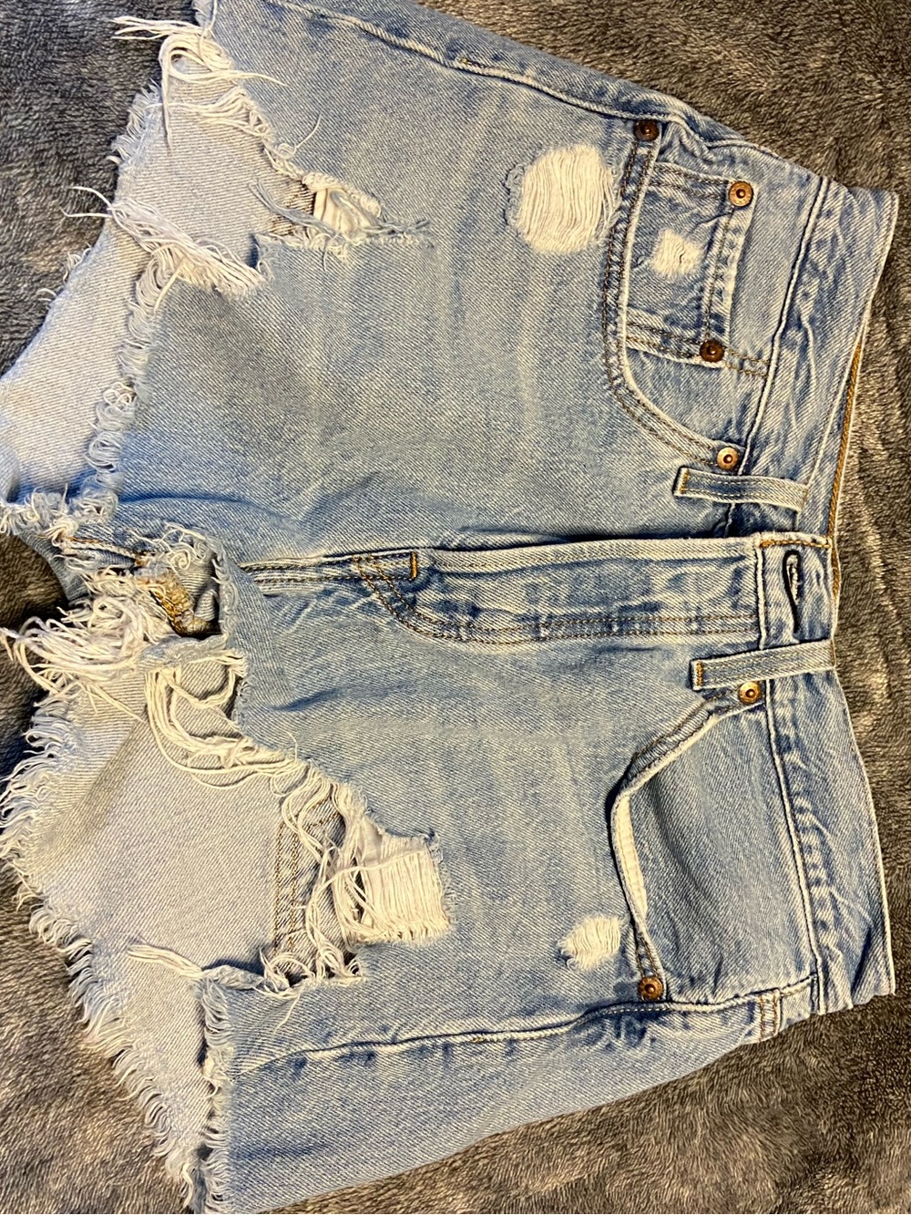 Levi's Light Blue Distressed Ripped Denim Shorts